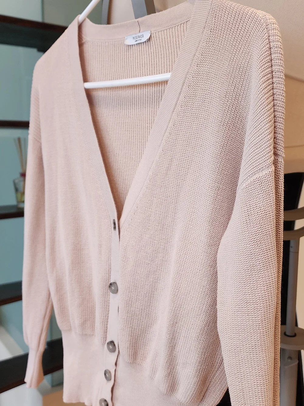 Peserico Light Beige V-Neck Button Front Cotton Cardigan Size XS IT38